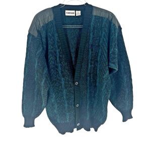 Vintage Torriani Sweater Mens Medium Cardigan 90s Grandpa Dad Cosby Abstract